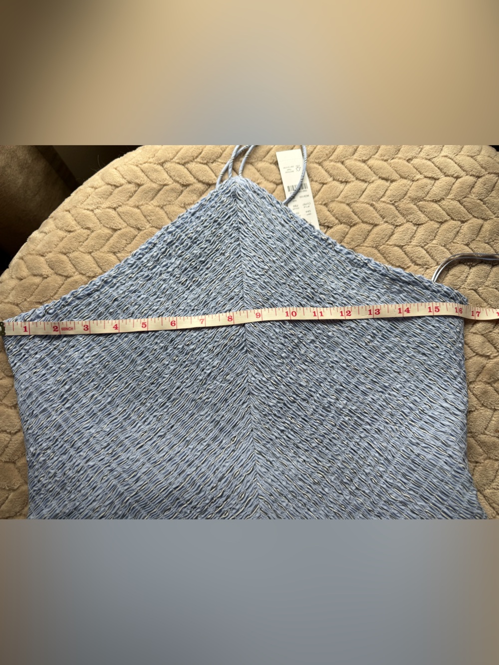 J. Crew Light Blue Halter Smocked Midi Dress in Stripe M - Picture 13 of 14